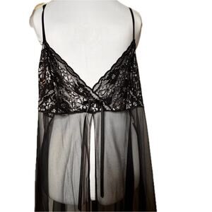 NEW Petra Fashions Vintage Lingerie Sheer Black Teddy Nightgown & Panties 2X